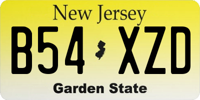 NJ license plate B54XZD