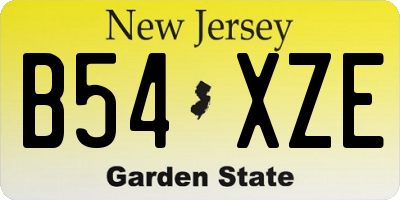 NJ license plate B54XZE