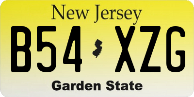 NJ license plate B54XZG