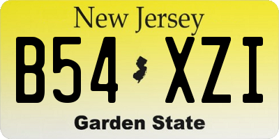 NJ license plate B54XZI