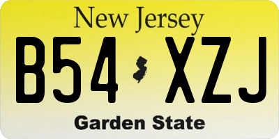 NJ license plate B54XZJ
