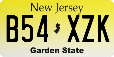NJ license plate B54XZK
