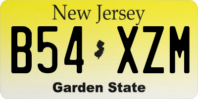 NJ license plate B54XZM