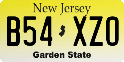 NJ license plate B54XZO