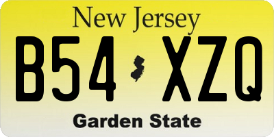 NJ license plate B54XZQ