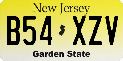 NJ license plate B54XZV