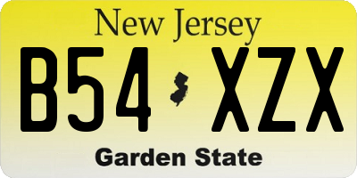 NJ license plate B54XZX