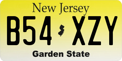 NJ license plate B54XZY