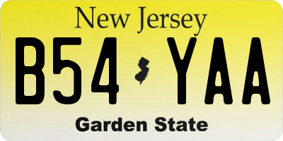 NJ license plate B54YAA