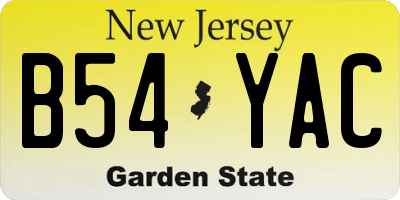 NJ license plate B54YAC