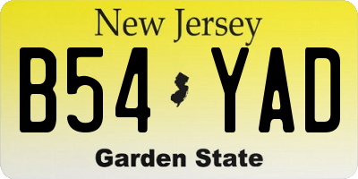 NJ license plate B54YAD