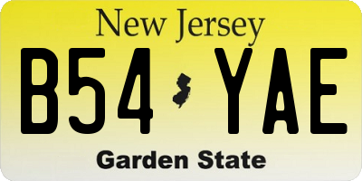 NJ license plate B54YAE
