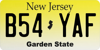 NJ license plate B54YAF
