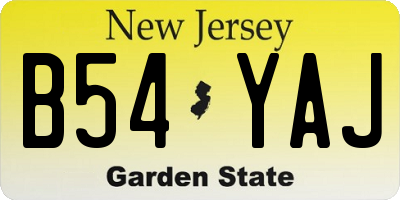 NJ license plate B54YAJ