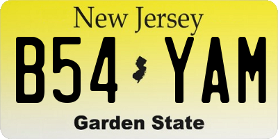 NJ license plate B54YAM