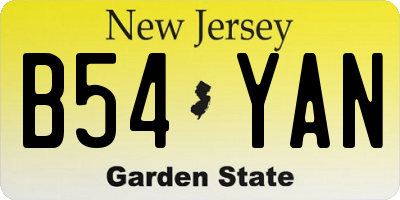 NJ license plate B54YAN