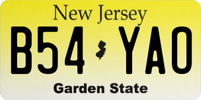 NJ license plate B54YAO