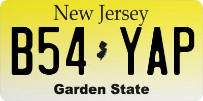 NJ license plate B54YAP