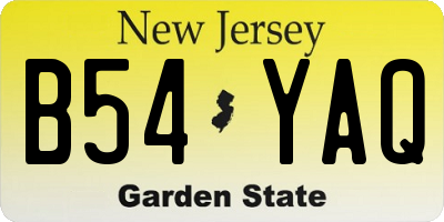 NJ license plate B54YAQ