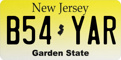 NJ license plate B54YAR