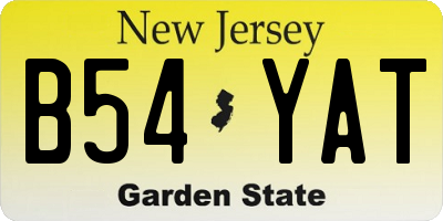 NJ license plate B54YAT
