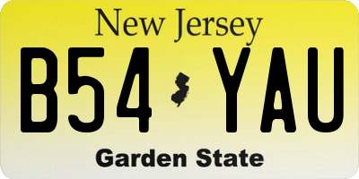 NJ license plate B54YAU