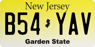 NJ license plate B54YAV