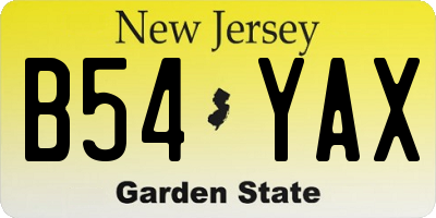 NJ license plate B54YAX