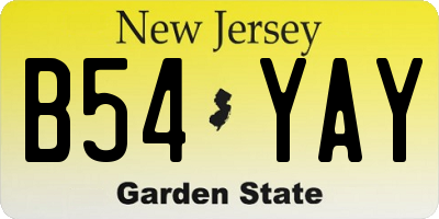 NJ license plate B54YAY