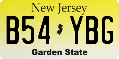 NJ license plate B54YBG
