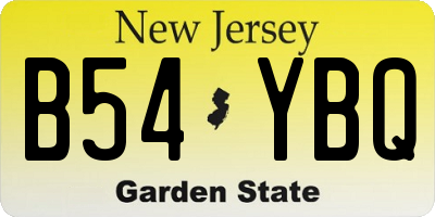 NJ license plate B54YBQ