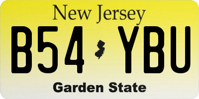 NJ license plate B54YBU