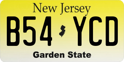 NJ license plate B54YCD
