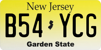 NJ license plate B54YCG