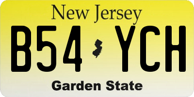 NJ license plate B54YCH