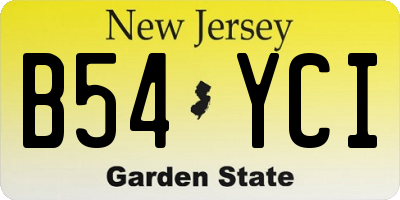 NJ license plate B54YCI