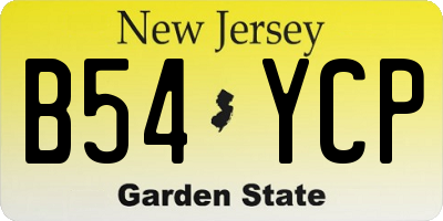 NJ license plate B54YCP