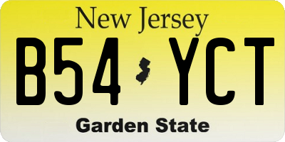 NJ license plate B54YCT