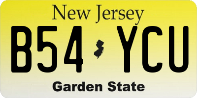 NJ license plate B54YCU