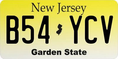 NJ license plate B54YCV
