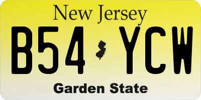 NJ license plate B54YCW