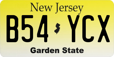 NJ license plate B54YCX