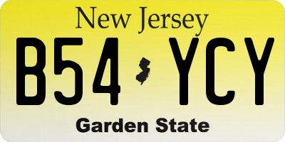 NJ license plate B54YCY