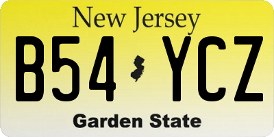 NJ license plate B54YCZ