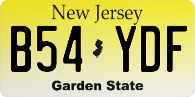 NJ license plate B54YDF