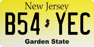 NJ license plate B54YEC