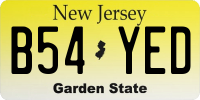 NJ license plate B54YED
