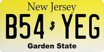 NJ license plate B54YEG