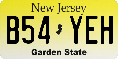 NJ license plate B54YEH