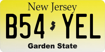 NJ license plate B54YEL